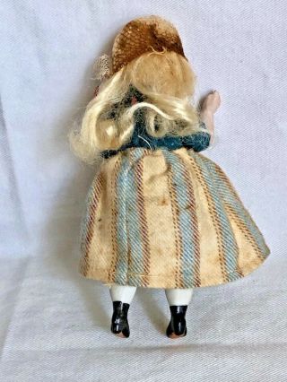 All Antique German Glass - Eyed Bisque Doll w Chubby Body & Legs 4.  5 