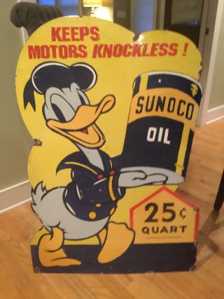 Large Sunoco Oil Donald Duck Vintage Sign 2