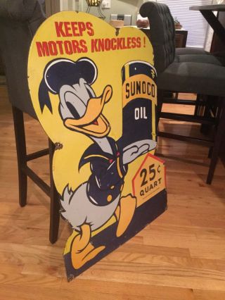 Large Sunoco Oil Donald Duck Vintage Sign 3