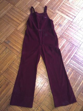 Vintage 1970s Landlubber Burgundy Corduroy Overalls Bell Bottom Pants Vtg 70s 60
