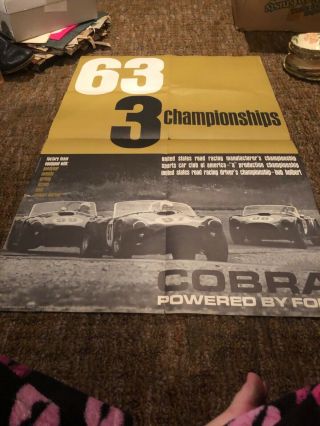 Very Rare 1963 3 Championships Cobra Poster