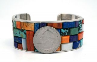 Vintage Navajo Turquoise Bracelet Cobble Stone Sterling Silver Melvin Francis 11