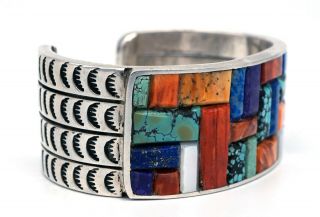 Vintage Navajo Turquoise Bracelet Cobble Stone Sterling Silver Melvin Francis 3