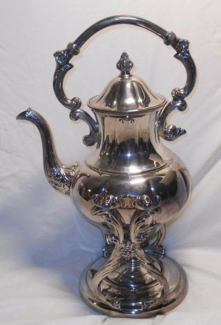 Vintage Sheridan Silver Copper Tea & Kettle Warmer W/ornate Grape Design