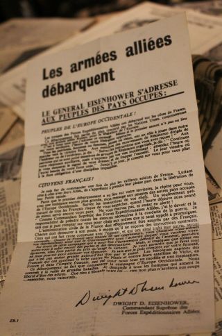 Wwii Us D - Day June 6th 1944 Leaflet For The French Guaranteed Very Rare