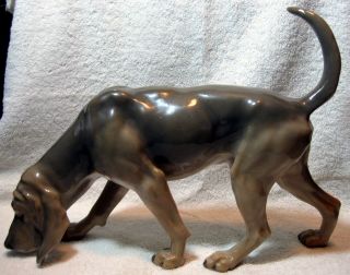 Rare Large Royal Copenhagen Bloodhound Dog Figurine 1341 Marked Jensen C.  1912