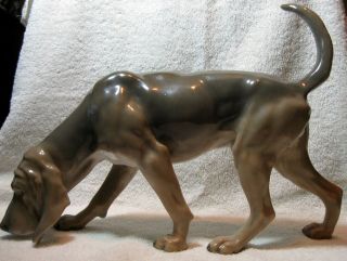 Rare Large Royal Copenhagen Bloodhound Dog Figurine 1341 Marked Jensen C.  1912 2