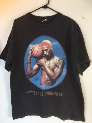 Vtg Dennis Rodman Shirt Bad As I Wanna Be 90s 1996 Chicago Bulls Michael Jordan