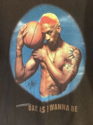VTG DENNIS RODMAN Shirt Bad As I Wanna Be 90s 1996 Chicago Bulls Michael Jordan 2