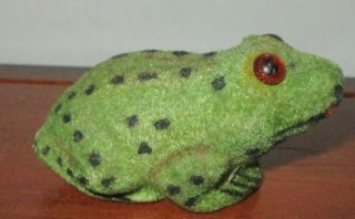 Wagner Kunstlerschutz Vintage West Germany Flocked Frog Figure Glass Eyes