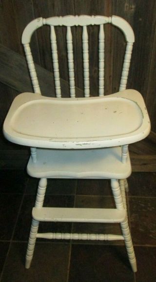 Vtg Jenny Lind Wooden Highchair High Chair 1st Birthday White Paint Nelson 1989