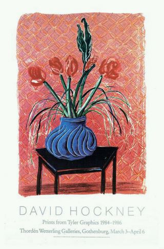 Vintage David Hockney Prints From Tyler Graphics Poster,  Amaryllis In Vase