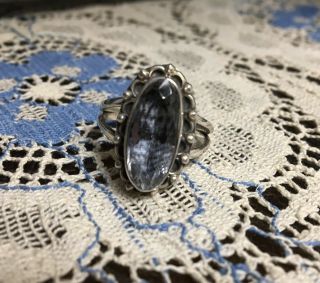 Vintage Memento Mori Ring - Skeleton Under Rock Crystal - 925 Sterling Silver