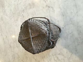 Laos,  lao antique vintage woven basket with lid 3