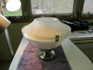 Vintage Industrial Holophane Light Fixture 14 " W/ Double Glass Shade -