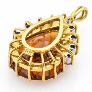 Vintage 18K Yellow Gold 7.  51 Ct Citrine & 0.  36 TCW Diamond Pendant 5.  3G G/H VS - 2 5