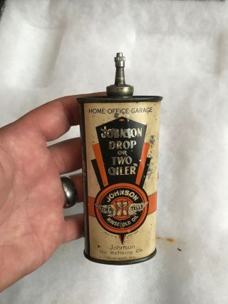 Vintage Handy Oiler Gun Oil Can Tin Lead Top Johnson Household Oil Chicago Il