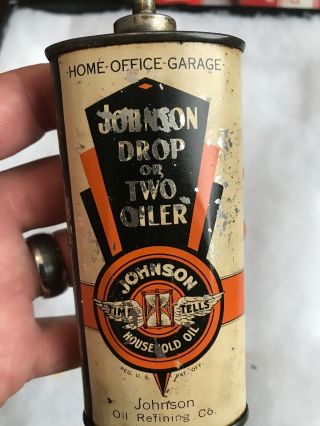 Vintage Handy Oiler Gun Oil Can Tin Lead Top Johnson Household Oil Chicago IL 2