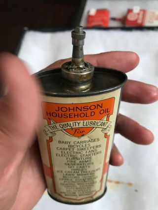 Vintage Handy Oiler Gun Oil Can Tin Lead Top Johnson Household Oil Chicago IL 6