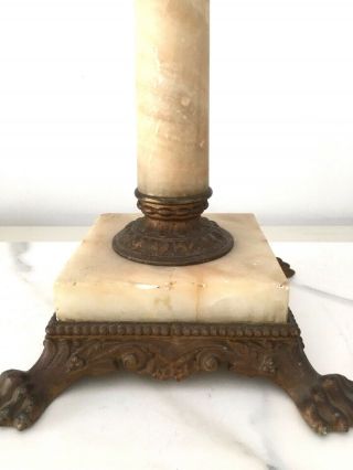 victorian alabaster lion paw feet oil lamp base 2