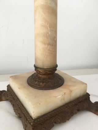 victorian alabaster lion paw feet oil lamp base 5