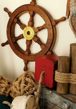 18 " Inch Collectible Maritime Nautical Wooden Ship Wheel Boat Steering Wall Decor