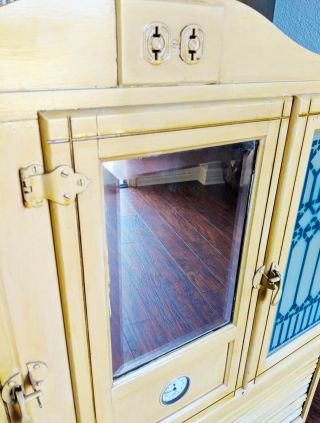 Antique Hoosier Kitchen Cabinet - Glass Doors,  Rolltop 2