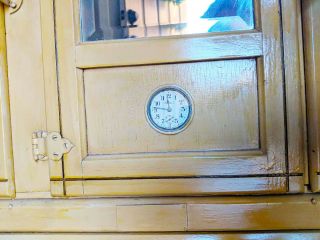 Antique Hoosier Kitchen Cabinet - Glass Doors,  Rolltop 3