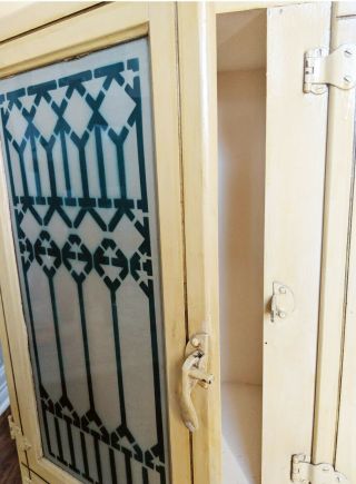Antique Hoosier Kitchen Cabinet - Glass Doors,  Rolltop 5
