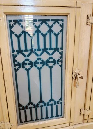 Antique Hoosier Kitchen Cabinet - Glass Doors,  Rolltop 8