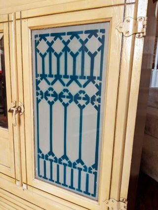 Antique Hoosier Kitchen Cabinet - Glass Doors,  Rolltop 9