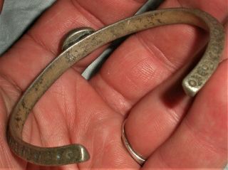 ANTIQUE c.  1920 NAVAJO COIN SILVER INGOT CARINATED BRACELET GREAT TURQUOISE vafo 8