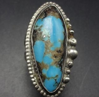 Classic Old Pawn Vintage Navajo Sterling Silver Turquoise Ring Size 8.  5,  11.  3g