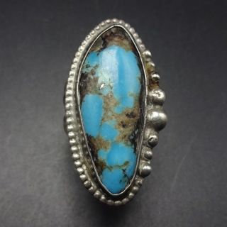 Classic OLD PAWN Vintage NAVAJO Sterling Silver TURQUOISE RING size 8.  5,  11.  3g 4