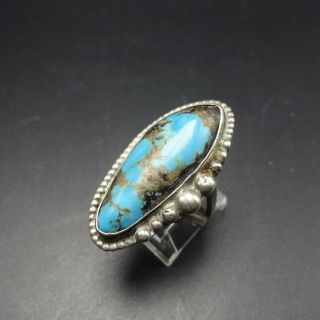 Classic OLD PAWN Vintage NAVAJO Sterling Silver TURQUOISE RING size 8.  5,  11.  3g 5