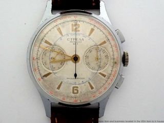Vintage Strela Sekonda Poljot 3017cal 19j Mens Russian Chronograph Steel Watch