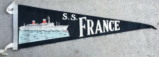 S.  S France Pennant French Line Compagnie Generale Transatlantique 8 " X 26 "