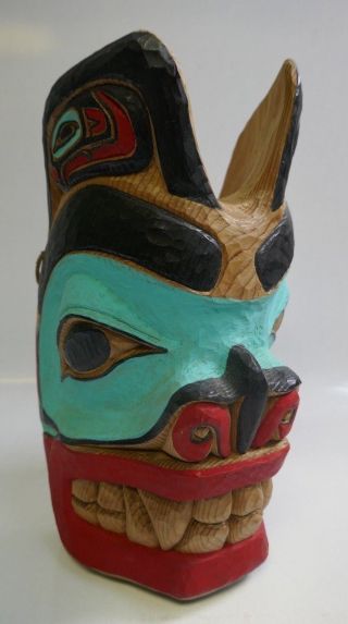 Vintage Myron Barnes (tlingit) Native Hand Carved Polychrome Bear Mask - Signed