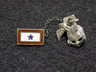 Wwii Usmc Marine Corp Sterling Silver Son - In - Service Sweetheart Brooch