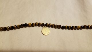 Rare Return To Tiffany & Co 18k Yellow Gold Tigers Eye 4mm Bead 7  Bracelet 6