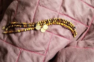 Rare Return To Tiffany & Co 18k Yellow Gold Tigers Eye 4mm Bead 7  Bracelet 7