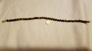 Rare Return To Tiffany & Co 18k Yellow Gold Tigers Eye 4mm Bead 7  Bracelet 8