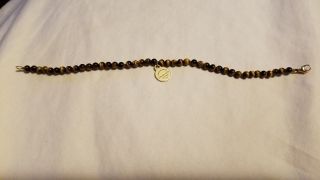 Rare Return To Tiffany & Co 18k Yellow Gold Tigers Eye 4mm Bead 7  Bracelet 9