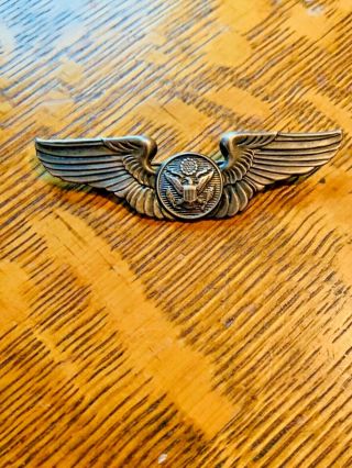 Wwii Us Army Pilot Wings (sweetheart Wings) Sterling Silver Pin/brooch
