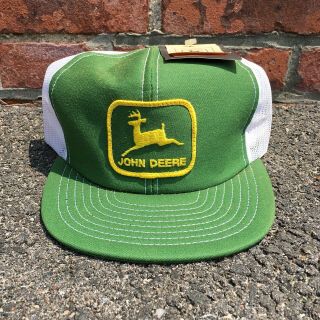 Vintage John Deere Louisville Mfg Mesh Trucker 2 Tone Snapback Hat Cap W/ Tags