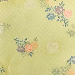 Vintage Sheer Yellow Flocked Pink/purple/blue Flowers Floral Fabric 2 Yds X 47”w