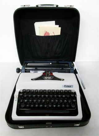 Vintage Robotron Erika Model 147 Hebrew Yiddish Typewriter W/ Case Gdr