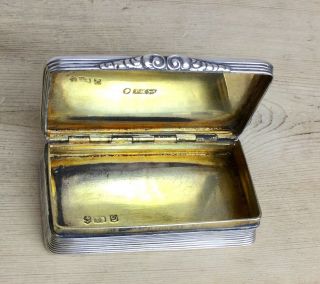 Antique Georgian Gilt Lined Solid Sterling Silver Snuff Box 1837 Thomas Shaw 67g 8