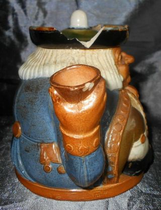 Rare Royal Doulton Lambeth stoneware Toby teapot by Harry Simeon,  some damage 3