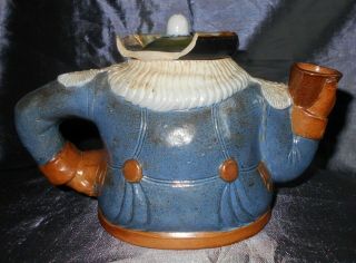 Rare Royal Doulton Lambeth stoneware Toby teapot by Harry Simeon,  some damage 4